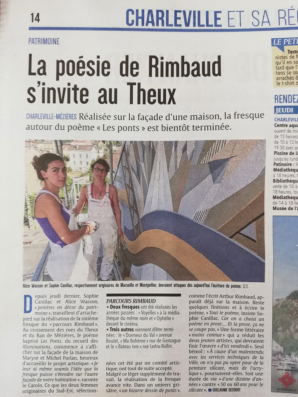 Sophie Canillac muralistes.art Parcours Rimbaud - article de presse