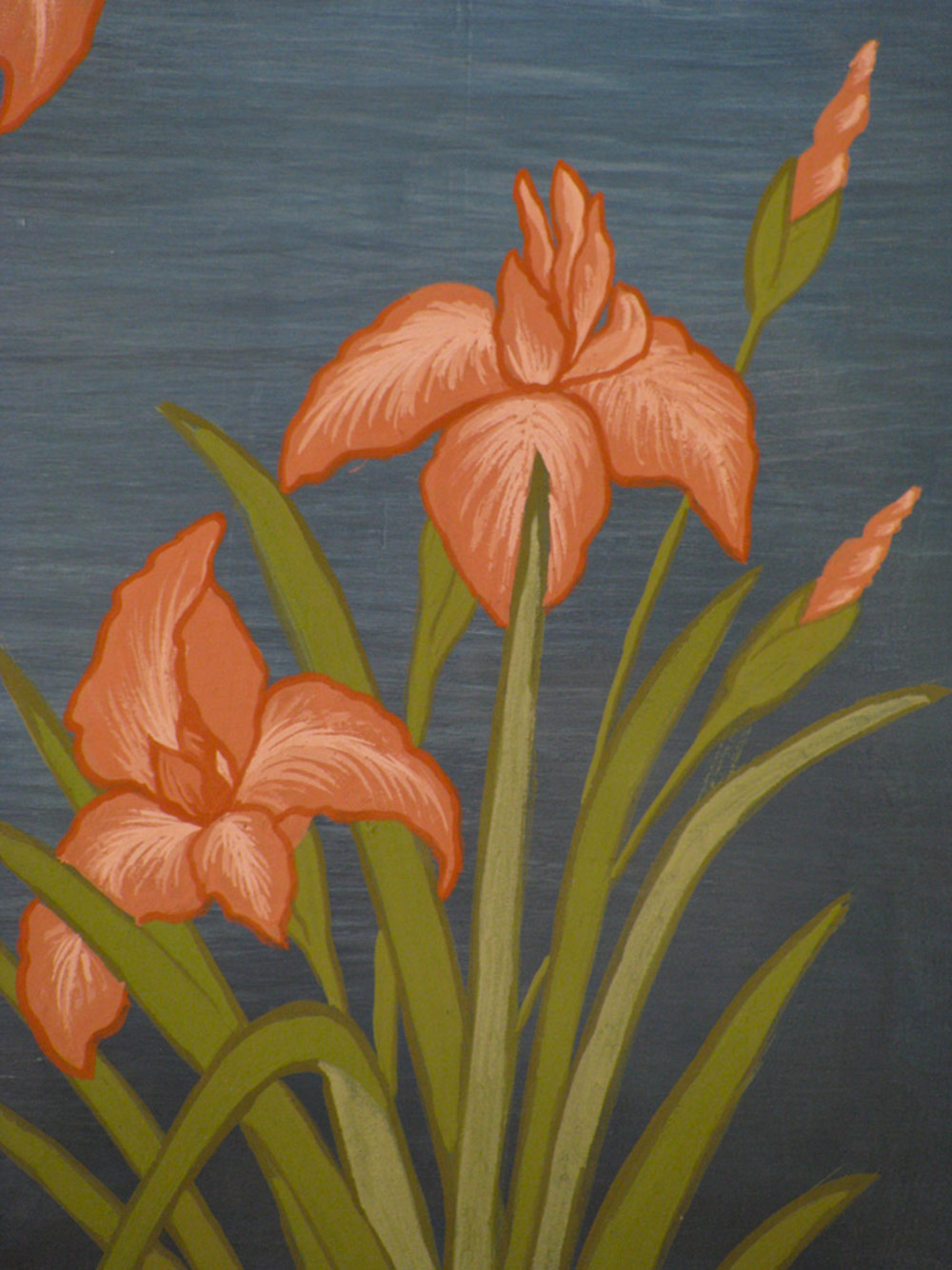 Sophie Canillac muralistes.art Peinture sur bois -fleurs d’iris