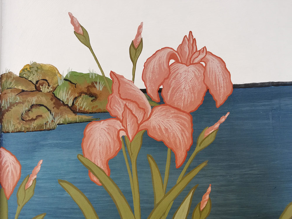 Sophie Canillac muralistes.art Peinture sur bois - fleurs d’iris